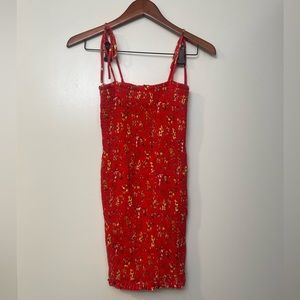 Red floral dress